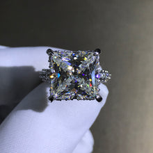 Load image into Gallery viewer, 6 Carat Princess Cut Moissanite Ring Bead-set Pave Wrap VVS G-H Colorless