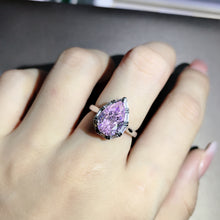 Load image into Gallery viewer, 4 Carat Pear Cut Moissanite Pink Halo Pinched Shank