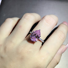 Load image into Gallery viewer, 6 Carat Pear Cut Moissanite Pink 5 Claw Basket French Pave