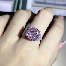 Load image into Gallery viewer, 6 Carat Cushion Cut Moissanite Pink VVS Three Stone Cathedral