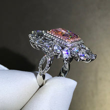 Load image into Gallery viewer, 3 Carat Radiant Cut Moissanite Pink VVS Triple Halo