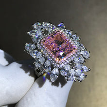Load image into Gallery viewer, 3 Carat Radiant Cut Moissanite Pink VVS Triple Halo