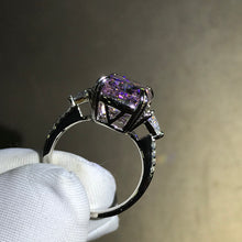 Load image into Gallery viewer, 6 Carat Cushion Cut Three Stone Moissanite Pink Ring