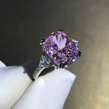 Load image into Gallery viewer, 6 Carat Cushion Cut Three Stone Moissanite Pink Ring