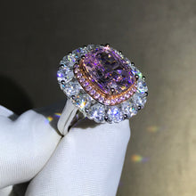 Load image into Gallery viewer, 6 Carat Cushion Cut Double Halo Split Shank VVS Moissanite Pink Ring
