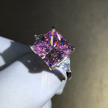 Load image into Gallery viewer, 6 Carat Radiant Cut Moissanite Pink VVS 4 Claw Three Stone