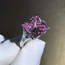 Load image into Gallery viewer, 6 Carat Radiant Cut Moissanite Pink VVS 4 Claw Three Stone