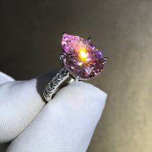 Load image into Gallery viewer, 6 Carat Pear Cut Moissanite Pink 5 Claw Basket French Pave