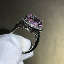 Load image into Gallery viewer, 8 Carat Oval Cut Moissanite Light Champagne Pink Halo Bead-set Cathedral