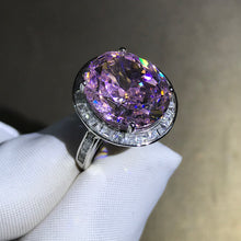 Load image into Gallery viewer, 8 Carat Oval Cut Moissanite Light Champagne Pink Halo Bead-set Cathedral