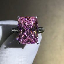 Load image into Gallery viewer, 10 Carat Radiant Cut Pink 4 Claw Basket Bead-set VVS Moissanite Ring
