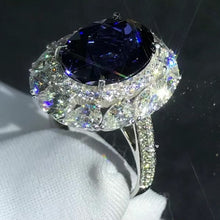Load image into Gallery viewer, 8.5 Carat Oval Cut Blue Lab Grown Sapphire with Durable 9K Gold Ring