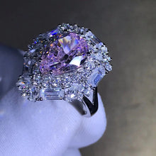 Load image into Gallery viewer, 4 Carat Pear Cut Pink Double Halo Split Shank VVS Moissanite Ring