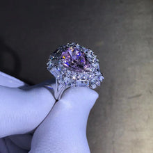 Load image into Gallery viewer, 4 Carat Pear Cut Pink Double Halo Split Shank VVS Moissanite Ring