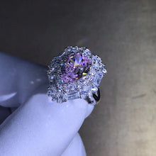 Load image into Gallery viewer, 4 Carat Pear Cut Pink Double Halo Split Shank VVS Moissanite Ring