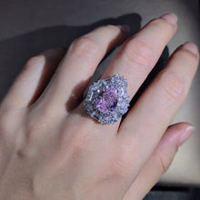 Load image into Gallery viewer, 4 Carat Pear Cut Pink Double Halo Split Shank VVS Moissanite Ring