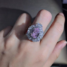 Load image into Gallery viewer, 4 Carat Pear Cut Pink Double Halo Split Shank VVS Moissanite Ring