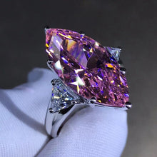 Load image into Gallery viewer, 8 Carat Marquise Cut Pink Three Stone VVS Moissanite Rings