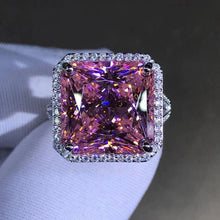 Load image into Gallery viewer, 12 Carat Square Radiant Cut Halo Split Shank Pink VVS Moissanite Ring