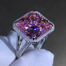 Load image into Gallery viewer, 12 Carat Square Radiant Cut Halo Split Shank Pink VVS Moissanite Ring