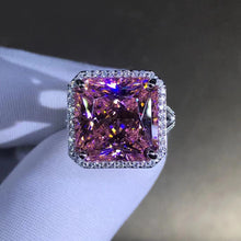 Load image into Gallery viewer, 12 Carat Square Radiant Cut Halo Split Shank Pink VVS Moissanite Ring