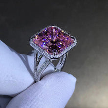 Load image into Gallery viewer, 12 Carat Square Radiant Cut Halo Split Shank Pink VVS Moissanite Ring