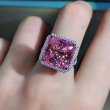 Load image into Gallery viewer, 12 Carat Square Radiant Cut Halo Split Shank Pink VVS Moissanite Ring