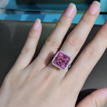 Load image into Gallery viewer, 12 Carat Square Radiant Cut Halo Split Shank Pink VVS Moissanite Ring