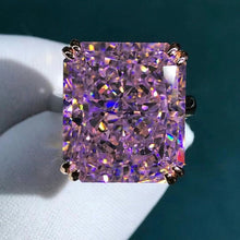 Load image into Gallery viewer, 15 Carat Pink Radiant Cut Double Claw Solitaire Cathedral Moissanite Ring