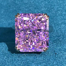Load image into Gallery viewer, 15 Carat Pink Radiant Cut Double Claw Solitaire Cathedral Moissanite Ring