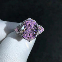 Load image into Gallery viewer, 5 Carat Pink Oval Cut Halo Three-stone VVS Moissanite Ring