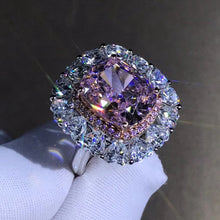 Load image into Gallery viewer, 6 Carat Pink Cushion Cut Double Halo VVS Moissanite Ring