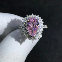 Load image into Gallery viewer, 4 Carat Pink Pear Cut Double Halo VVS Moissanite Ring