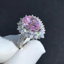 Load image into Gallery viewer, 4 Carat Pink Pear Cut Double Halo VVS Moissanite Ring