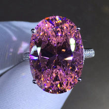 Load image into Gallery viewer, 30 Carat Oval Cut Pink Subtle Halo Bead set VVS Moissanite Ring