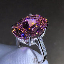 Load image into Gallery viewer, 30 Carat Oval Cut Pink Subtle Halo Bead set VVS Moissanite Ring