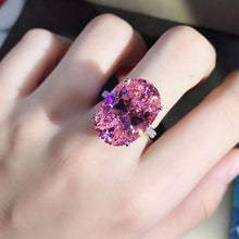 Load image into Gallery viewer, 30 Carat Oval Cut Pink Subtle Halo Bead set VVS Moissanite Ring