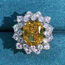 Load image into Gallery viewer, 6 Carat Cushion cut Moissanite Ring Deep Yellow VVS Halo