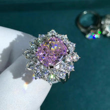Load image into Gallery viewer, 6 Carat Rare Cushion Cut Double Halo Pink VVS Moissanite Ring