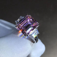 Load image into Gallery viewer, 5 Carat Emerald Cut Pink Double Prong Three Stone VVS Moissanite Ring