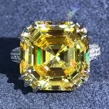 Load image into Gallery viewer, 10 Carat Asscher cut Moissanite Ring Vivid Yellow VVS Hidden Halo