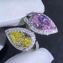 Load image into Gallery viewer, 8 Carat Pear Cut Moissanite Ring Pink Halo Split Shank