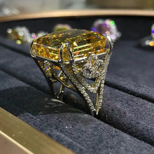 Load image into Gallery viewer, 20 Carat Square Radiant Cut Yellow Moissanite Ring