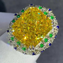 Load image into Gallery viewer, 15 Carat Radiant Cut Moissanite Ring Deep Yellow VVS Double Claw