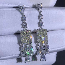 Load image into Gallery viewer, 3 Carat K-M Colorless Radiant Cut VVS Moissanite Drop Earrings