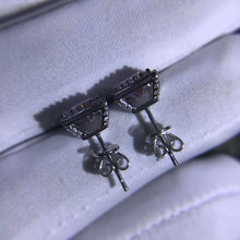 Load image into Gallery viewer, 1 Carat Pink Square Radiant Cut Halo Moissanite Stud Earrings