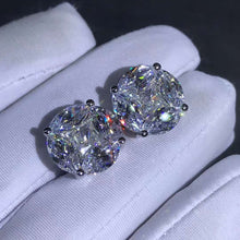 Load image into Gallery viewer, 5+5 Carat Colorless Radiant &amp; Marquise Halo Moissanite Stud Earrings