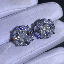 Load image into Gallery viewer, 5+5 Carat Colorless Radiant &amp; Marquise Halo Moissanite Stud Earrings