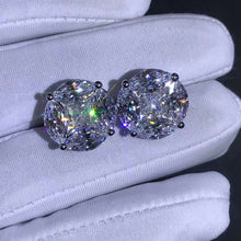 Load image into Gallery viewer, 5+5 Carat Colorless Radiant &amp; Marquise Halo Moissanite Stud Earrings