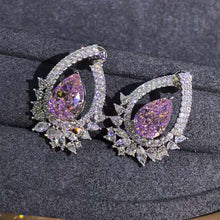 Load image into Gallery viewer, 4 Carat Pink Pear Cut Double Halo VVS Moissanite Stud Earrings